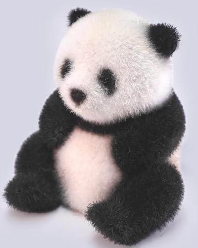 HiPlay JXK Collectible Panda Figure: Flocking Panda, Expertly Hand-Painted, Lifelike, Safe Resin, 1:6 Scale Miniature Animal Figurine JXK177