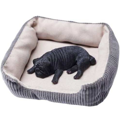 HiPlay JXK Collectible Dog Figure: Sleeping Pug, Expertly Hand-Painted, Lifelike, Safe Resin, 1:6 Scale Miniature Animal Figurine