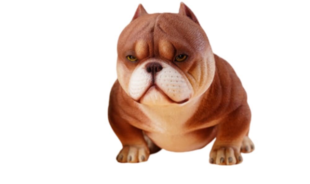 HiPlay JXK Collectible Dog Figure: Mini Bully Dog, Expertly Hand-Painted, Lifelike, Safe Resin, 1:6 Scale Miniature Animal Figurine JXK124A