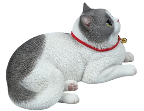 HiPlay JXK Collectible Cat Figure: Shorthair Cat, Expertly Hand-Painted, Lifelike, Safe Resin, 1:3 Scale Miniature Animal Figurine