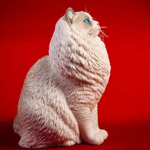 HiPlay JXK Collectible Cat Figure: Ragdoll, Expertly Hand-Painted, Lifelike, Safe Resin, 1:6 Scale Miniature Animal Figurine