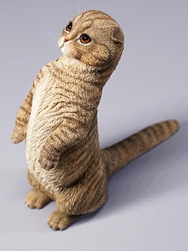 HiPlay JXK Collectible Cat Figure: Scottish Fold, Expertly Hand-Painted, Lifelike, Safe Resin, 1:6 Scale Miniature Animal Figurine