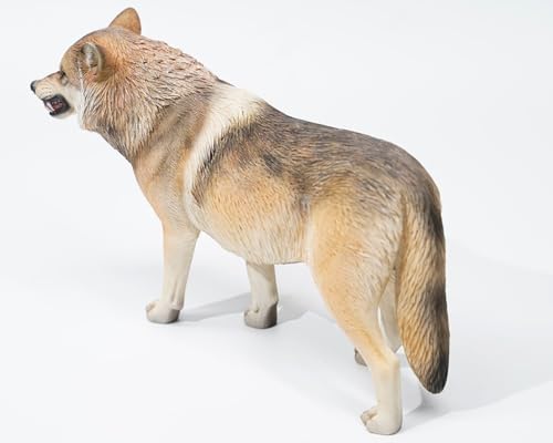 HiPlay JXK Collectible Wolf Figure: Tibetan Wolf, Expertly Hand-Painted, Lifelike, Safe Resin, 1:6 Scale Miniature Animal Figurine