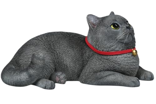 HiPlay JXK Collectible Cat Figure: Shorthair Cat, Expertly Hand-Painted, Lifelike, Safe Resin, 1:3 Scale Miniature Animal Figurine