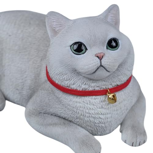 HiPlay JXK Collectible Cat Figure: Shorthair Cat, Expertly Hand-Painted, Lifelike, Safe Resin, 1:3 Scale Miniature Animal Figurine