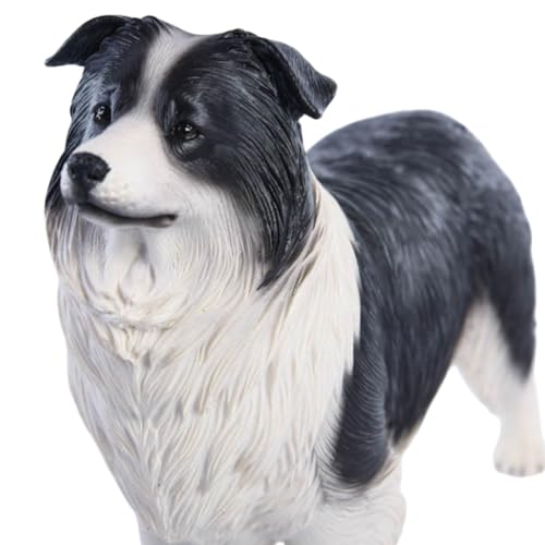 HiPlay JXK Collectible Dog Figure: Border Collie, Expertly Hand-Painted, Lifelike, Safe Resin, 1:6 Scale Miniature Animal Figurine