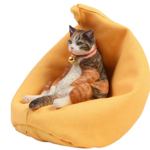 HiPlay JXK Collectible Cat Figure: American Shorthair, Expertly Hand-Painted, Lifelike, Safe Resin, 1:6 Scale Miniature Animal Figurine