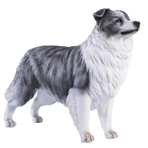 HiPlay JXK Collectible Dog Figure: Border Collie, Expertly Hand-Painted, Lifelike, Safe Resin, 1:6 Scale Miniature Animal Figurine