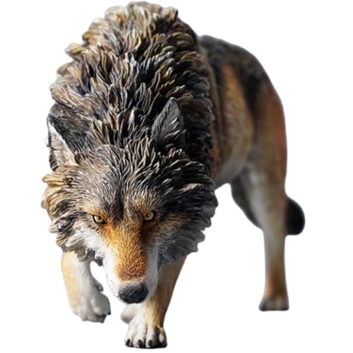 HiPlay JXK Collectible Wolf Figure: North American Gray Wolf, Expertly Hand-Painted, Lifelike, Safe Resin, 1:6 Scale Miniature Animal Figurine