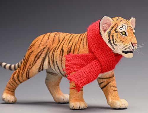 HiPlay JXK Collectible Tiger Figure: Small Tiger, Expertly Hand-Painted, Lifelike, Safe Resin, 1:6 Scale Miniature Animal Figurine JXK105