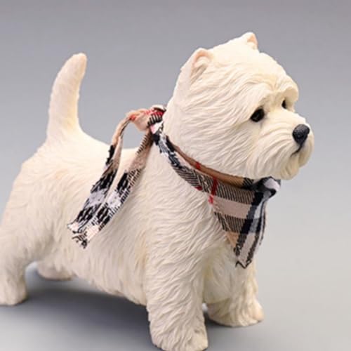 HiPlay JXK Collectible Dog Figure: West Highland White Terrier, Expertly Hand-Painted, Lifelike, Safe Resin, 1:6 Scale Miniature Animal Figurine