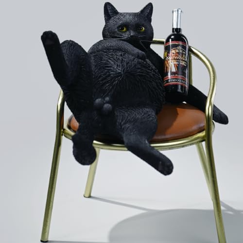 HiPlay JXK Collectible Cat Figure: Drunken Cat, Expertly Hand-Painted, Lifelike, Safe Resin, 1:6 Scale Miniature Animal Figurine