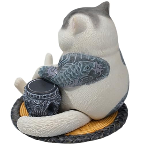 HiPlay JXK Collectible Cat Figure: Dying is as Natural as Living, Expertly Hand-Painted, Lifelike, Safe Resin, 1:12 Scale Miniature Animal Figurine