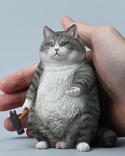 HiPlay JXK X Coming Collectible Cat Figure: Hammer Gang, Expertly Hand-Painted, Lifelike, Safe Resin, 1:4 Scale Miniature Animal Figurine