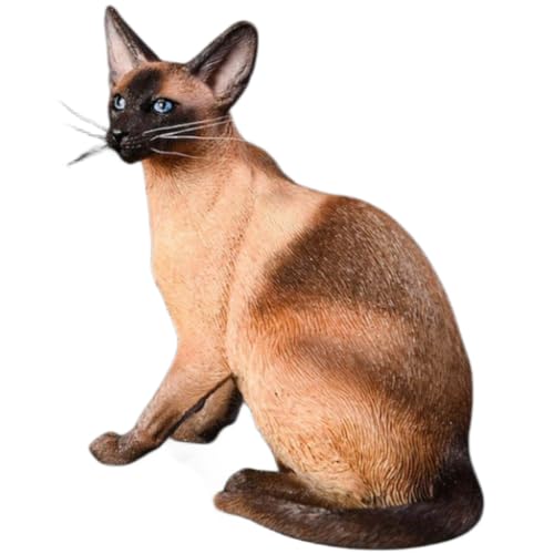 HiPlay JXK Collectible Cat Figure: Siamese Cat, Expertly Hand-Painted, Lifelike, Safe Resin, 1:6 Scale Miniature Animal Figurine