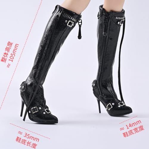 Accessoire pour figurine d'action à l'échelle 1/6 : modèle de bottes et chaussures à fermeture éclair haute pour femme