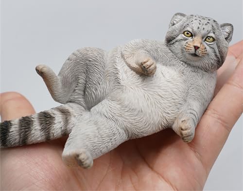 HiPlay JXK Collectible Cat Figure: Otocolobus Manul, Expertly Hand-Painted, Lifelike, Safe Resin, 1:6 Scale Miniature Animal Figurine