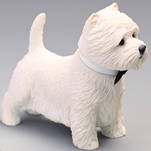 HiPlay JXK Collectible Dog Figure: West Highland White Terrier, Expertly Hand-Painted, Lifelike, Safe Resin, 1:6 Scale Miniature Animal Figurine