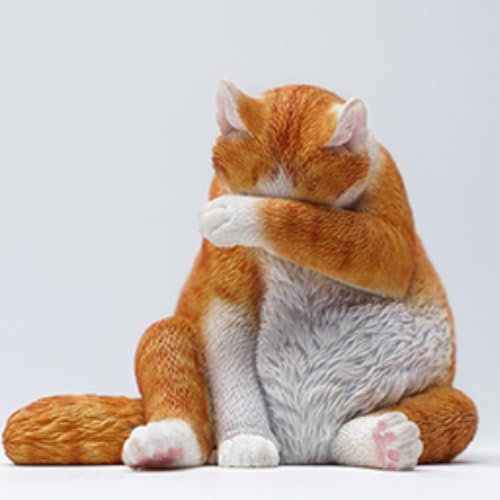 HiPlay JXK Collectible Cat Figure: Lazy Cat 6.0, Expertly Hand-Painted, Lifelike, Safe Resin, 1:6 Scale Miniature Animal Figurine