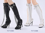 Accessoire pour figurine d'action à l'échelle 1/6 : modèle de bottes et chaussures à fermeture éclair haute pour femme