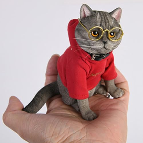 HiPlay JXK Collectible Cat Figure: American Shorthair, Expertly Hand-Painted, Lifelike, Safe Resin, 1:3 Scale Miniature Animal Figurine