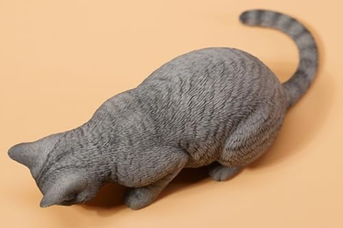 HiPlay JXK Collectible Cat Figure: Cats Eat Food, Expertly Hand-Painted, Lifelike, Safe Resin, 1:6 Scale Miniature Animal Figurine