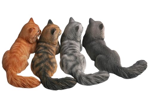 HiPlay JXK Collectible Cat Figure: Mini Maine Coon, Expertly Hand-Painted, Lifelike, Safe Resin, Miniature Animal Figurine