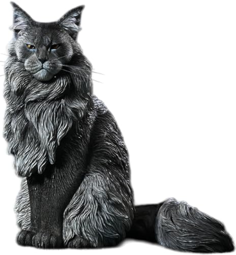 HiPlay JXK Collectible Cat Figure: Maine Coon, Expertly Hand-Painted, Lifelike, Safe Resin, 1:6 Scale Miniature Animal Figurine JXK193A