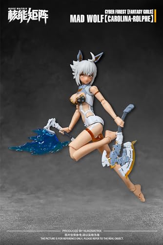 HiPlay Nuke Matrix Plastic Model Kits: Cyber Forest Fantasy Girls, MAD Wolf Carolina·Rolphe, Mecha Musume, Anime Style 1:12 Scale Collectible Action Figures