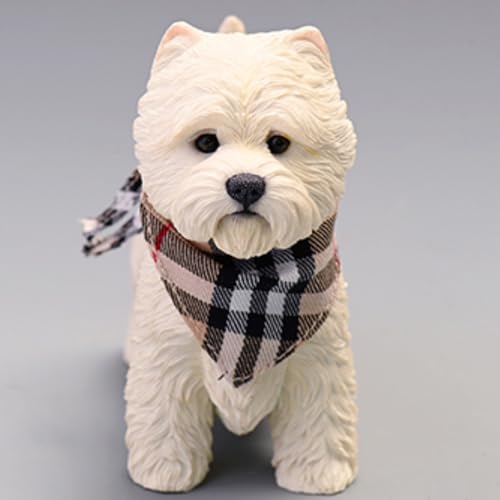 HiPlay JXK Collectible Dog Figure: West Highland White Terrier, Expertly Hand-Painted, Lifelike, Safe Resin, 1:6 Scale Miniature Animal Figurine