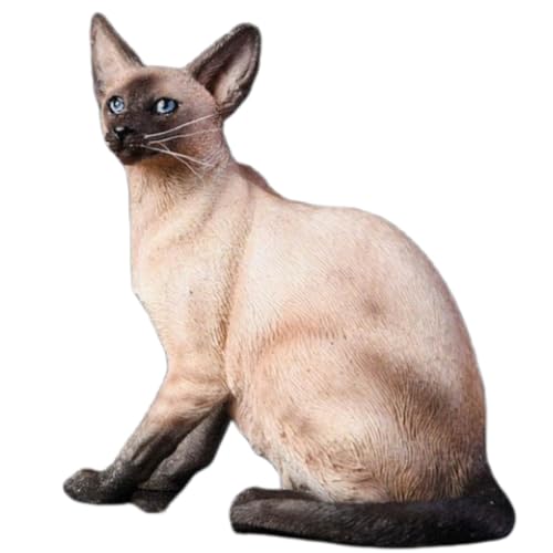 HiPlay JXK Collectible Cat Figure: Siamese Cat, Expertly Hand-Painted, Lifelike, Safe Resin, 1:6 Scale Miniature Animal Figurine