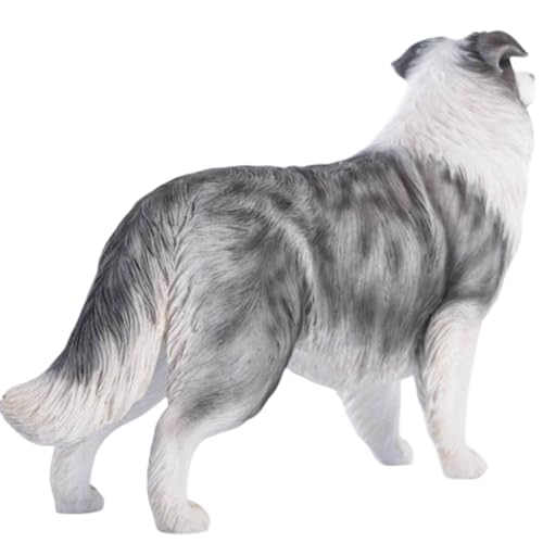 HiPlay JXK Collectible Dog Figure: Border Collie, Expertly Hand-Painted, Lifelike, Safe Resin, 1:6 Scale Miniature Animal Figurine