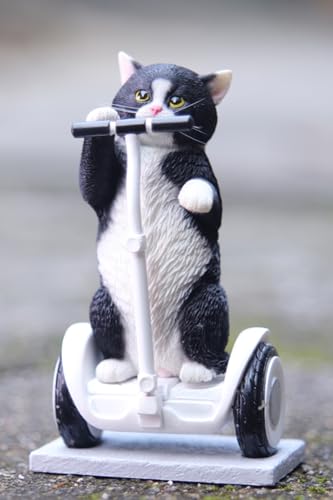 HiPlay JXK Collectible Cat Figure: Gray Standing Cat, Expertly Hand-Painted, Lifelike, Safe Resin, 1:6 Scale Miniature Animal Figurine