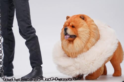 HiPlay JXK Collectible Dog Figure: Chow Chow, Expertly Hand-Painted, Lifelike, Safe Resin, 1:6 Scale Miniature Animal Figurine