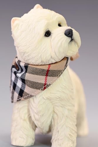 HiPlay JXK Collectible Dog Figure: West Highland White Terrier, Expertly Hand-Painted, Lifelike, Safe Resin, 1:6 Scale Miniature Animal Figurine