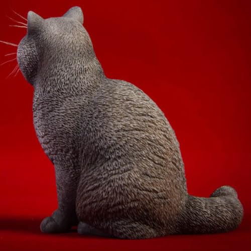 HiPlay JXK Collectible Cat Figure: Shorthair Cat, Expertly Hand-Painted, Lifelike, Safe Resin, 1:6 Scale Miniature Animal Figurine