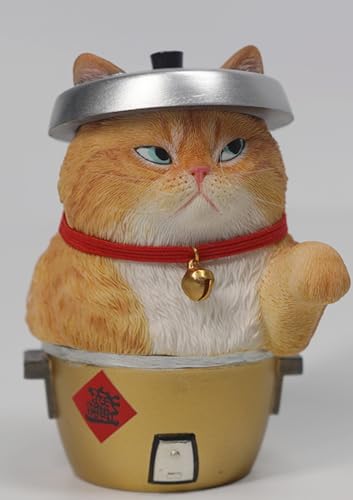 HiPlay JXK Collectible Cat Figure: Damo Lucky Cat, Expertly Hand-Painted, Lifelike, Safe Resin, 1:12 Scale Miniature Animal Figurine