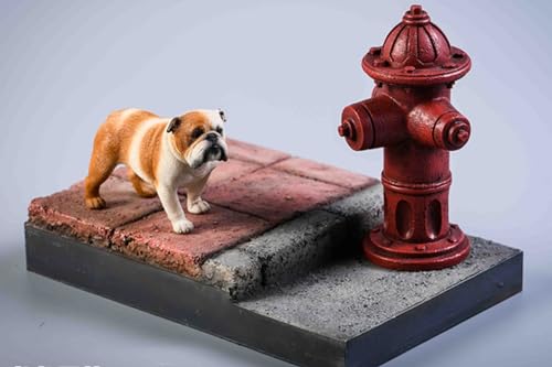 HiPlay JXK Collectible Dog Figure: Bulldog, Expertly Hand-Painted, Lifelike, Safe Resin, 1:12 Scale Miniature Animal Figurine