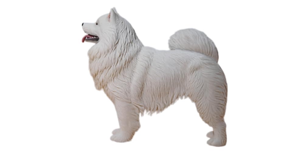 HiPlay JXK Collectible Dog Figure: Samoyed, Expertly Hand-Painted, Lifelike, Safe Resin, 1:6 Scale Miniature Animal Figurine JXK143A