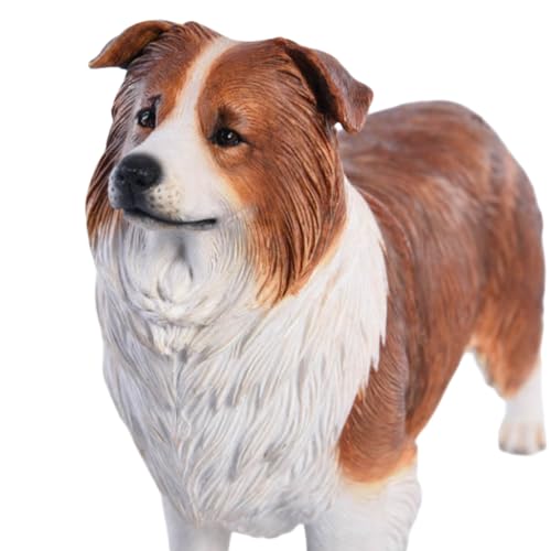 HiPlay JXK Collectible Dog Figure: Border Collie, Expertly Hand-Painted, Lifelike, Safe Resin, 1:6 Scale Miniature Animal Figurine