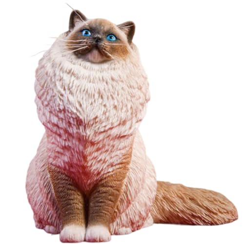 HiPlay JXK Collectible Cat Figure: Ragdoll, Expertly Hand-Painted, Lifelike, Safe Resin, 1:6 Scale Miniature Animal Figurine