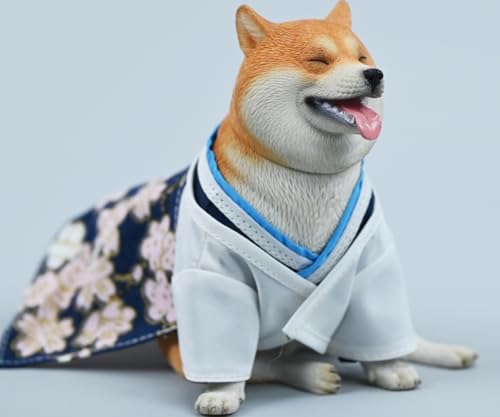 HiPlay JXK Collectible Dog Figure: Shiba Inu, Expertly Hand-Painted, Lifelike, Safe Resin, 1:6 Scale Miniature Animal Figurine