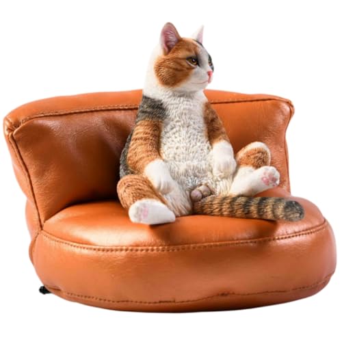 HiPlay JXK Collectible Cat Figure: Felis Catus, Expertly Hand-Painted, Lifelike, Safe Resin, 1:6 Scale Miniature Animal Figurine