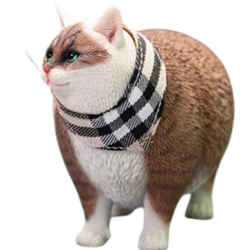 HiPlay JXK Collectible Cat Figure: Change Head Fat Cat, Expertly Hand-Painted, Lifelike, Safe Resin, 1:6 Scale Miniature Animal Figurine