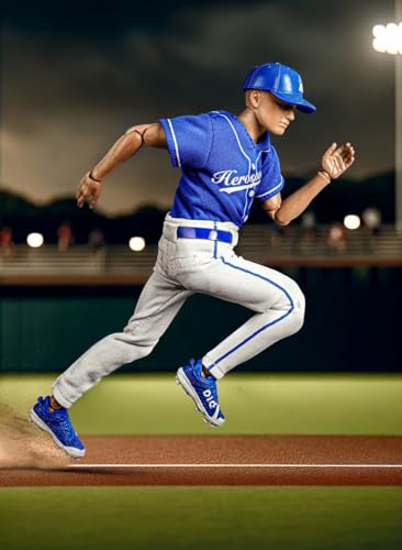 HiPlay DID Collectible Figure Full Set: Palm Hero Simply Fun Series The Blue Team Baseballer, 1:12 Scale Miniature Action Figurine