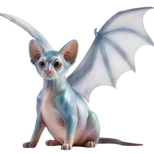 HiPlay JXK Collectible Cat Figure: Sphynx Bat Cat, Expertly Hand-Painted, Lifelike, Safe Resin, 1:6 Scale Miniature Animal Figurine