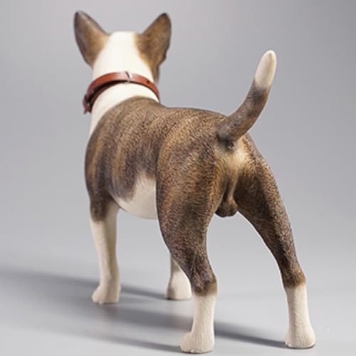 HiPlay JXK Collectible Dog Figure: Bull Terrier, Expertly Hand-Painted, Lifelike, Safe Resin, 1:6 Scale Miniature Animal Figurine