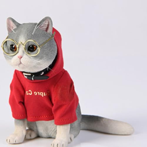 HiPlay JXK Collectible Cat Figure: American Shorthair, Expertly Hand-Painted, Lifelike, Safe Resin, 1:3 Scale Miniature Animal Figurine