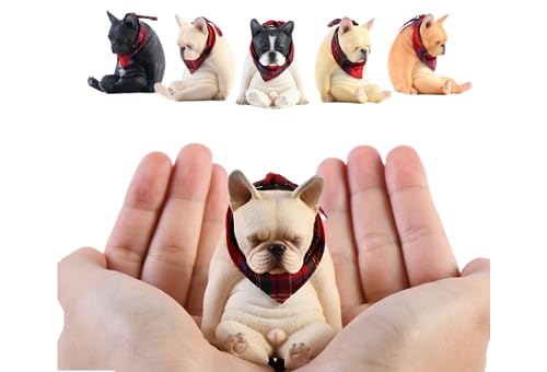 Figurine de collection JXK : bouledogue français, peinte à la main avec soin, réaliste, en résine, miniature à l'échelle 1:6, JXK045A