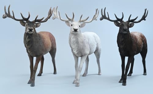 HiPlay JXK Collectible Deer Figure: Reindeer, Expertly Hand-Painted, Lifelike, Safe Resin, 1:6 Scale Miniature Animal Figurine